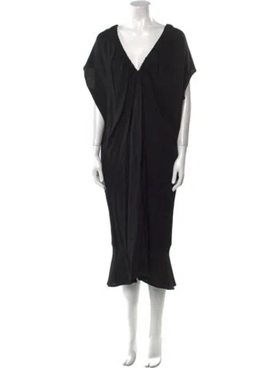 Pre-owned Zero + Maria Cornejo V-neck Long Dress In Black