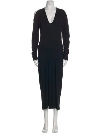 Pre-owned Zero + Maria Cornejo V-neck Long Dress In Black