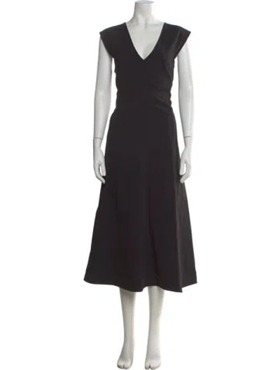Pre-owned Zero + Maria Cornejo V-neck Long Dress In Black