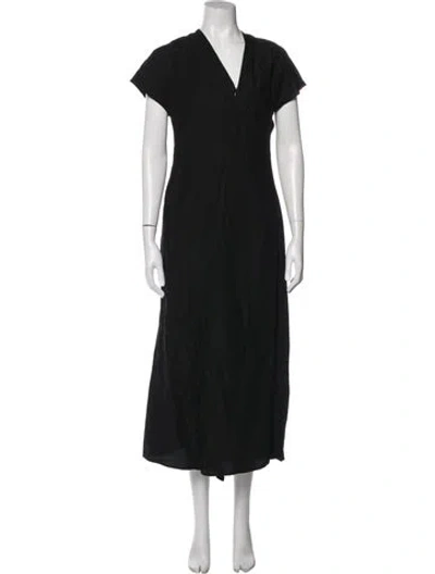 Pre-owned Zero + Maria Cornejo V-neck Long Dress In Black