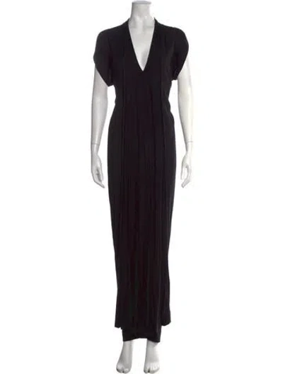 Pre-owned Zero + Maria Cornejo V-neck Long Dress In Black