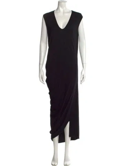 Pre-owned Zero + Maria Cornejo V-neck Long Dress In Black