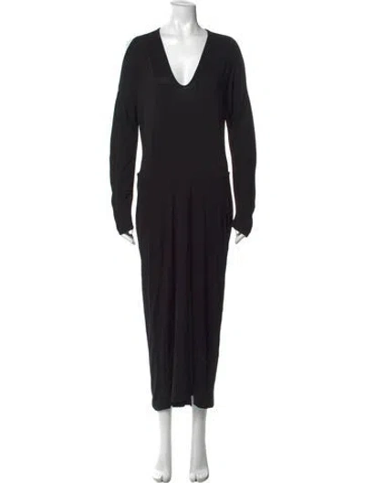 Pre-owned Zero + Maria Cornejo V-neck Long Dress In Black