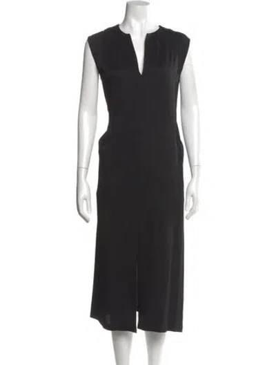 Pre-owned Zero + Maria Cornejo V-neck Long Dress In Black