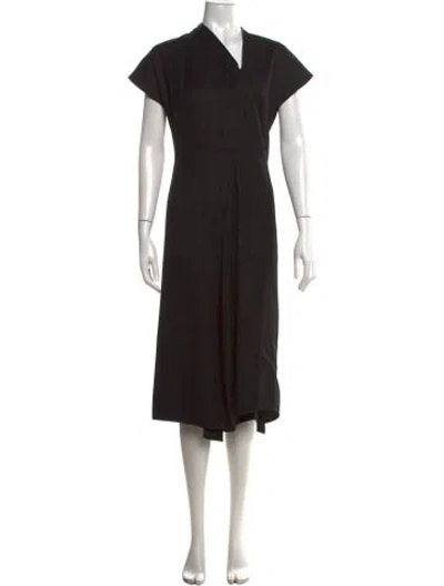 Pre-owned Zero + Maria Cornejo V-neck Long Dress In Black