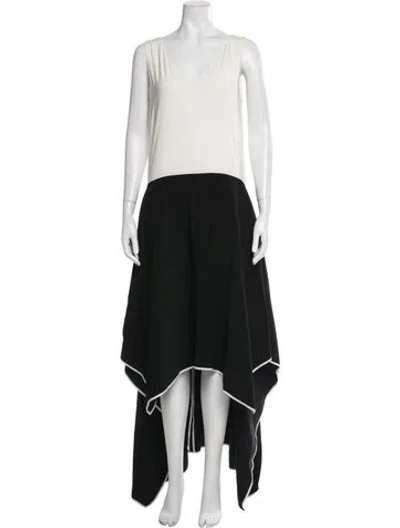 Pre-owned Zero + Maria Cornejo V-neck Long Dress In Black