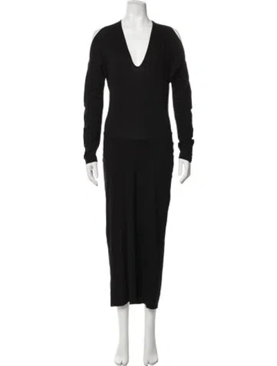 Pre-owned Zero + Maria Cornejo V-neck Long Dress In Black