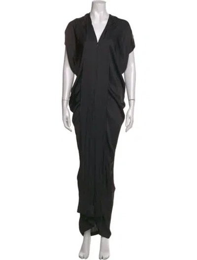 Pre-owned Zero + Maria Cornejo V-neck Long Dress In Black