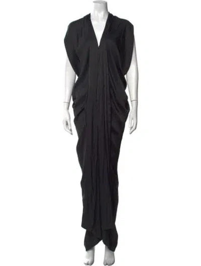 Pre-owned Zero + Maria Cornejo V-neck Long Dress In Black