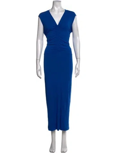 Pre-owned Zero + Maria Cornejo V-neck Long Dress In Black/blue