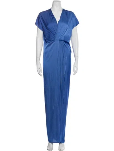 Pre-owned Zero + Maria Cornejo V-neck Long Dress In Blue
