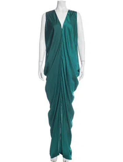 Pre-owned Zero + Maria Cornejo V-neck Long Dress In Blue