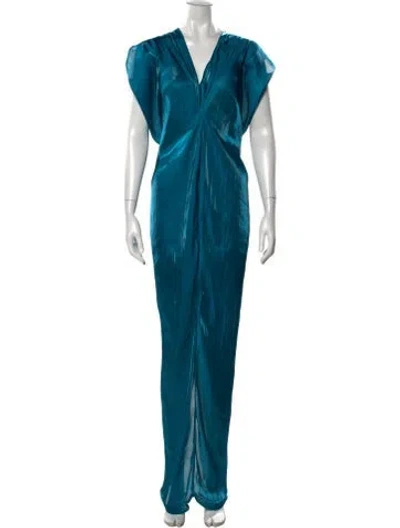 Pre-owned Zero + Maria Cornejo V-neck Long Dress In Blue