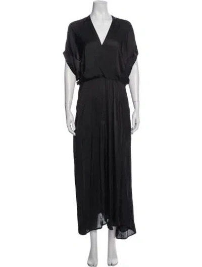 Pre-owned Zero + Maria Cornejo V-neck Long Dress In Blue
