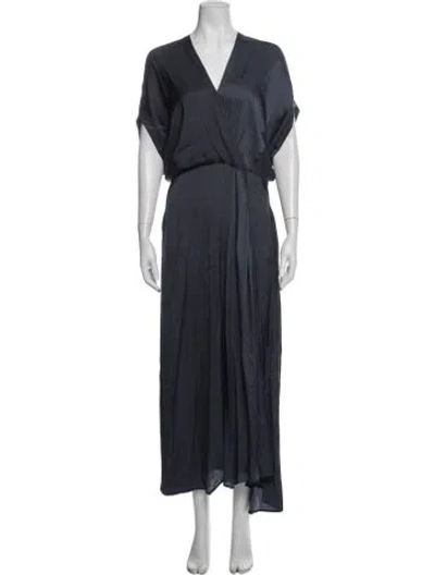 Pre-owned Zero + Maria Cornejo V-neck Long Dress In Blue