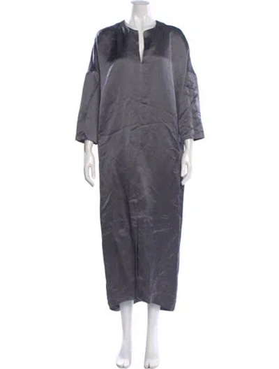 Pre-owned Zero + Maria Cornejo V-neck Long Dress In Gray