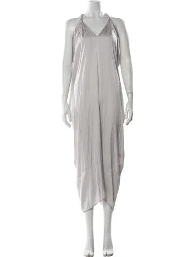 Pre-owned Zero + Maria Cornejo V-neck Long Dress In Gray
