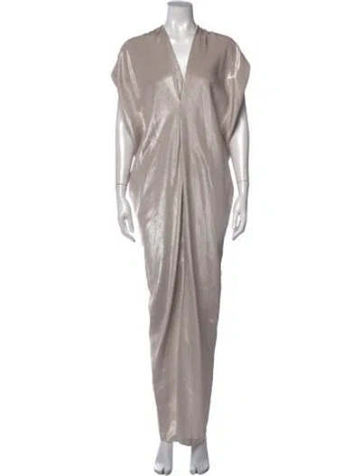 Pre-owned Zero + Maria Cornejo V-neck Long Dress In Gray