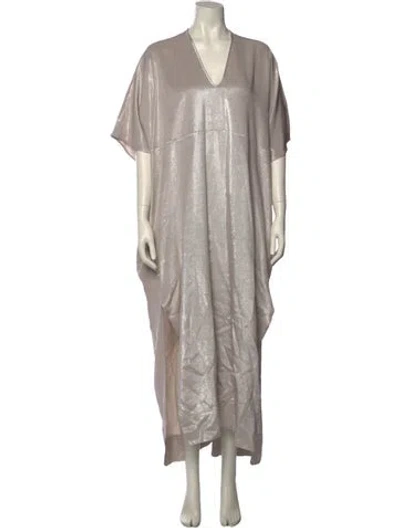 Pre-owned Zero + Maria Cornejo V-neck Long Dress In Neutral