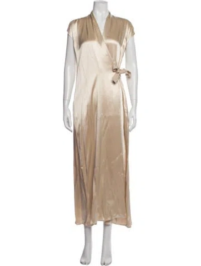 Pre-owned Zero + Maria Cornejo V-neck Long Dress In Neutrals