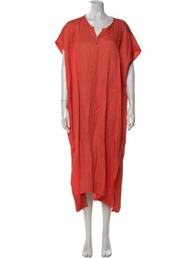 Pre-owned Zero + Maria Cornejo V-neck Long Dress In Orange