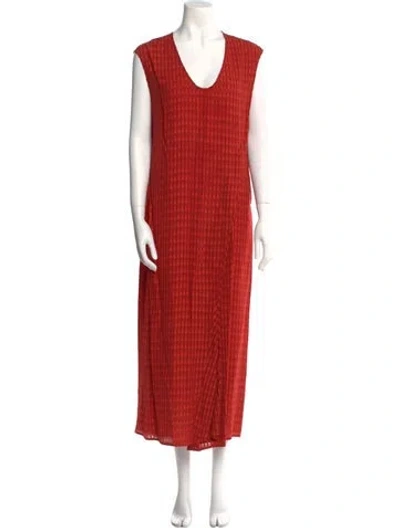 Pre-owned Zero + Maria Cornejo V-neck Long Dress In Red