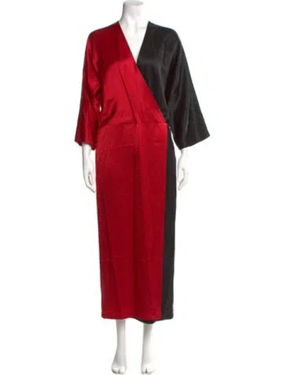 Pre-owned Zero + Maria Cornejo V-neck Long Dress In Red