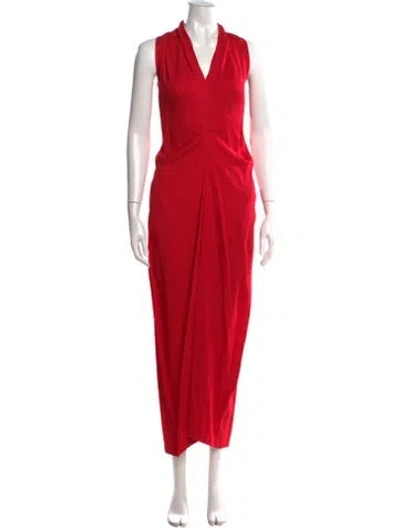 Pre-owned Zero + Maria Cornejo V-neck Long Dress In Red