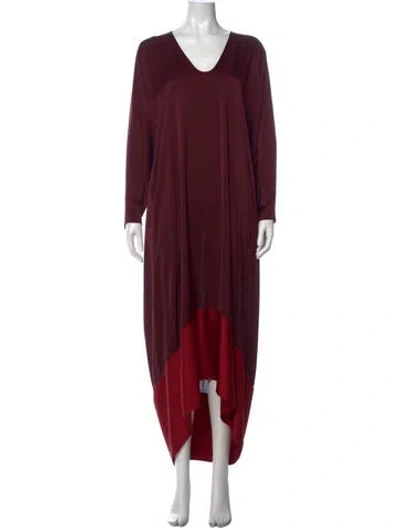 Pre-owned Zero + Maria Cornejo V-neck Long Dress In Red