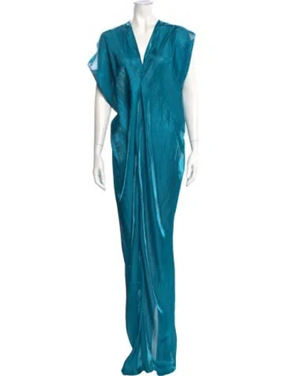Pre-owned Zero + Maria Cornejo V-neck Long Dress W/ Tags In Blue