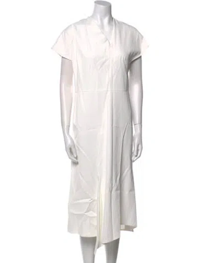 Pre-owned Zero + Maria Cornejo V-neck Long Dress In White