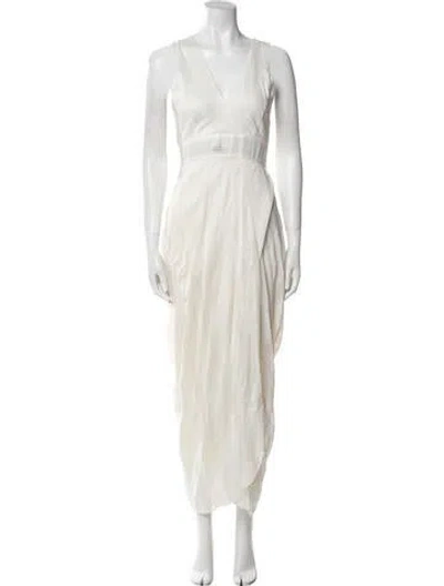 Pre-owned Zero + Maria Cornejo V-neck Long Dress In White