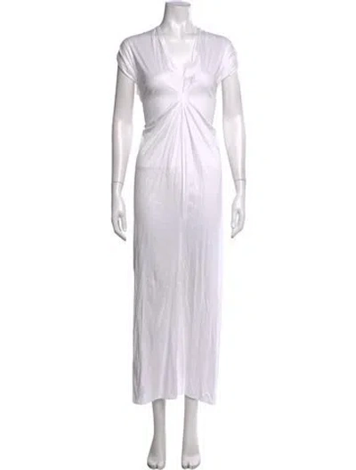 Pre-owned Zero + Maria Cornejo V-neck Long Dress In White