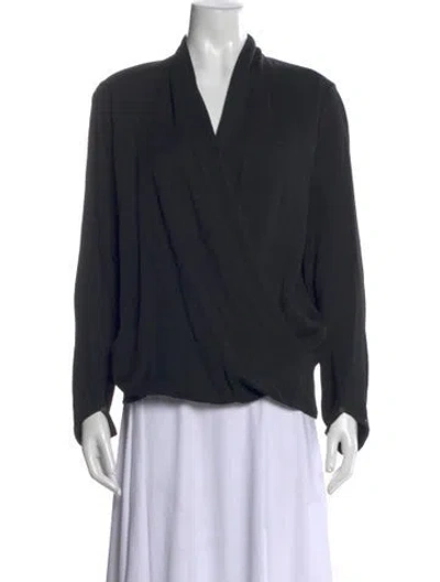 Pre-owned Zero + Maria Cornejo V-neck Long Sleeve Blouse In Black