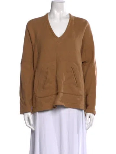 Pre-owned Zero + Maria Cornejo V-neck Long Sleeve Sweatshirt In Brown