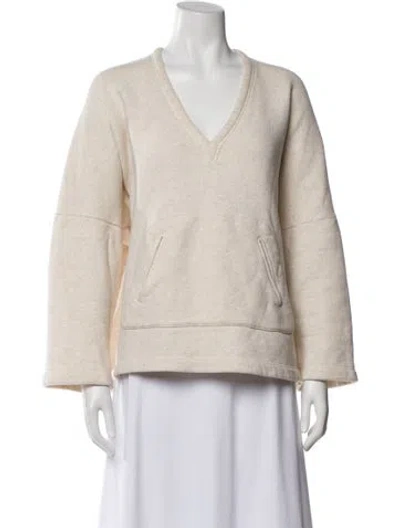Pre-owned Zero + Maria Cornejo V-neck Long Sleeve Sweatshirt In Neutral