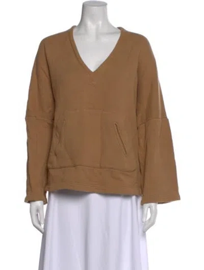 Pre-owned Zero + Maria Cornejo V-neck Long Sleeve Sweatshirt In Neutral