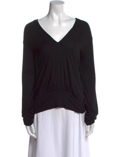 Pre-owned Zero + Maria Cornejo V-neck Long Sleeve Top In Black