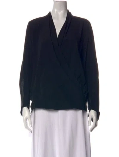 Pre-owned Zero + Maria Cornejo V-neck Long Sleeve Top In Black