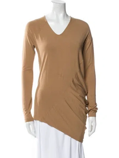 Pre-owned Zero + Maria Cornejo V-neck Long Sleeve T-shirt In Brown