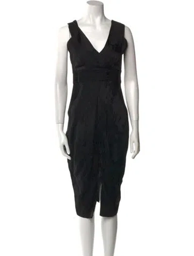 Pre-owned Zero + Maria Cornejo V-neck Midi Length Dress In Black