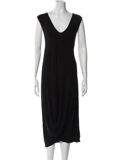 Pre-owned Zero + Maria Cornejo V-neck Midi Length Dress In Black