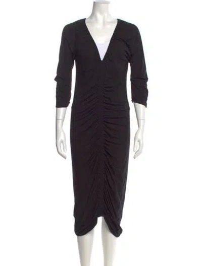 Pre-owned Zero + Maria Cornejo V-neck Midi Length Dress In Black