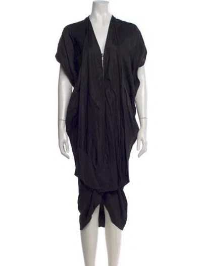 Pre-owned Zero + Maria Cornejo V-neck Midi Length Dress In Black