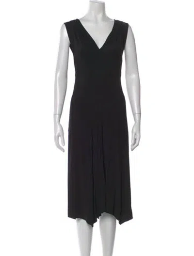 Pre-owned Zero + Maria Cornejo V-neck Midi Length Dress In Black