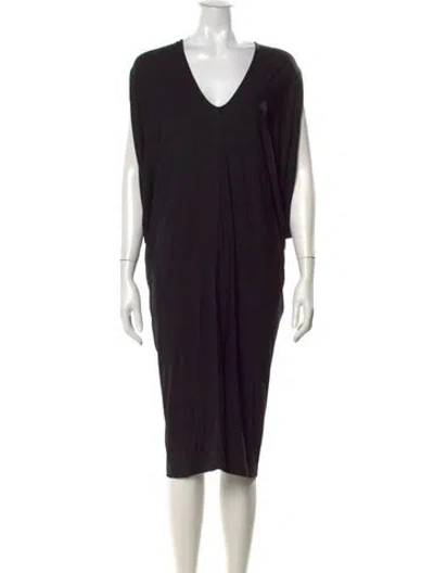 Pre-owned Zero + Maria Cornejo V-neck Midi Length Dress In Black