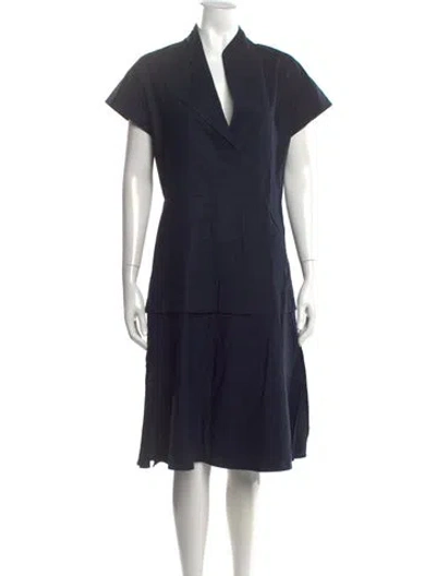 Pre-owned Zero + Maria Cornejo V-neck Midi Length Dress In Black