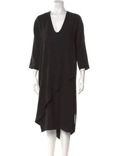 Pre-owned Zero + Maria Cornejo V-neck Midi Length Dress In Black