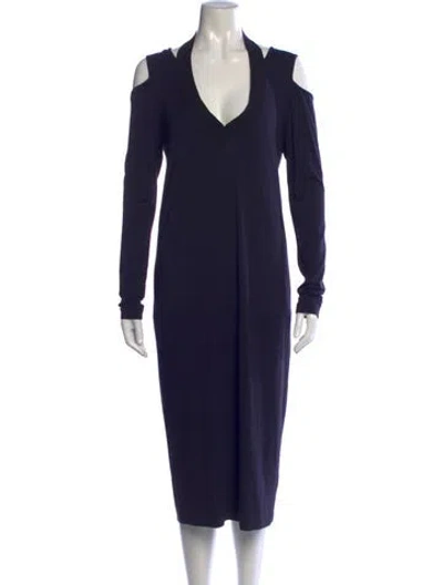 Pre-owned Zero + Maria Cornejo V-neck Midi Length Dress In Black