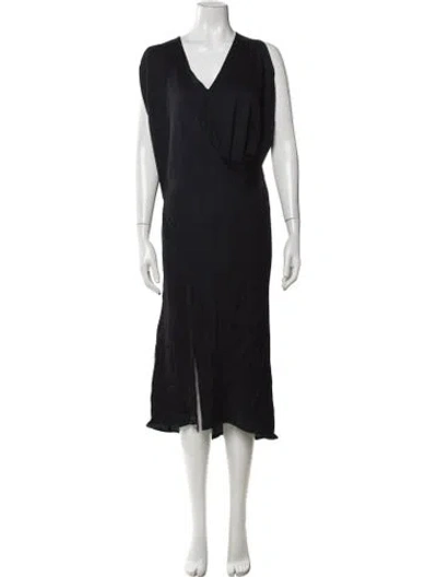 Pre-owned Zero + Maria Cornejo V-neck Midi Length Dress In Black
